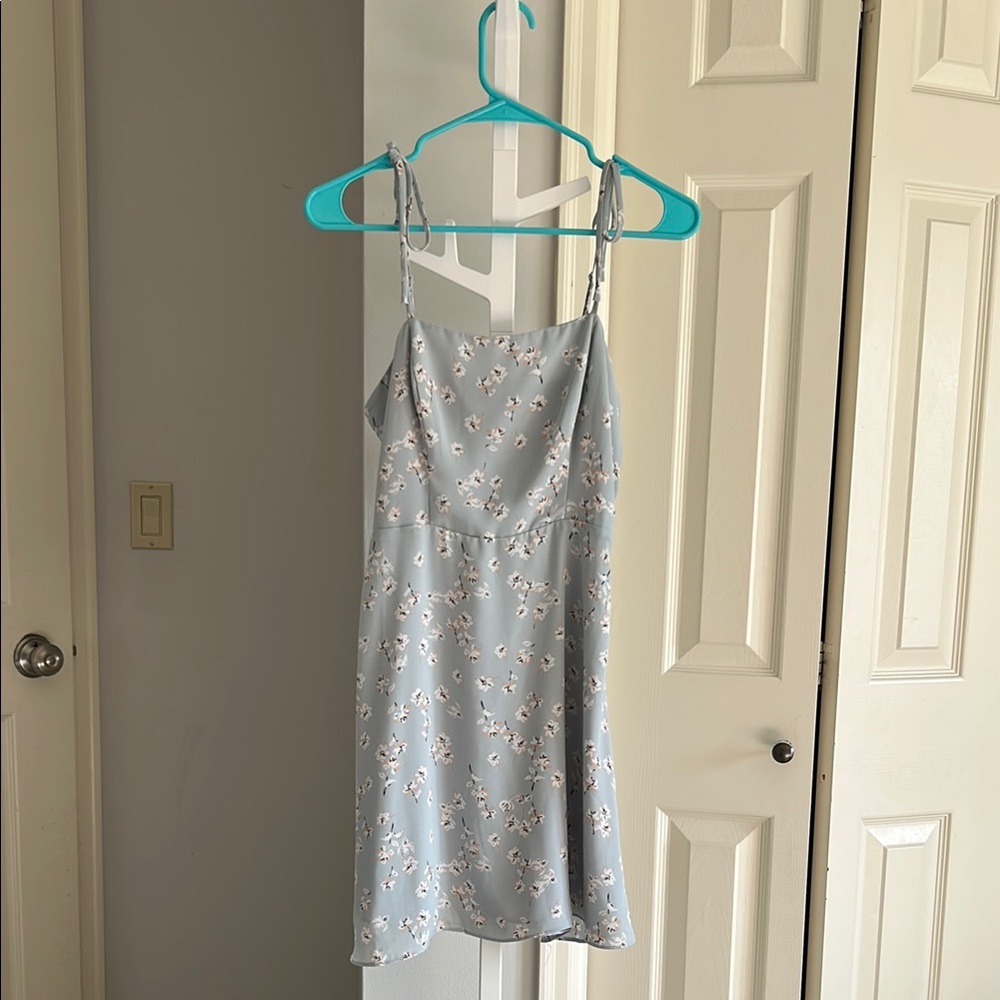 Floral Blue Spaghetti Strap Dress